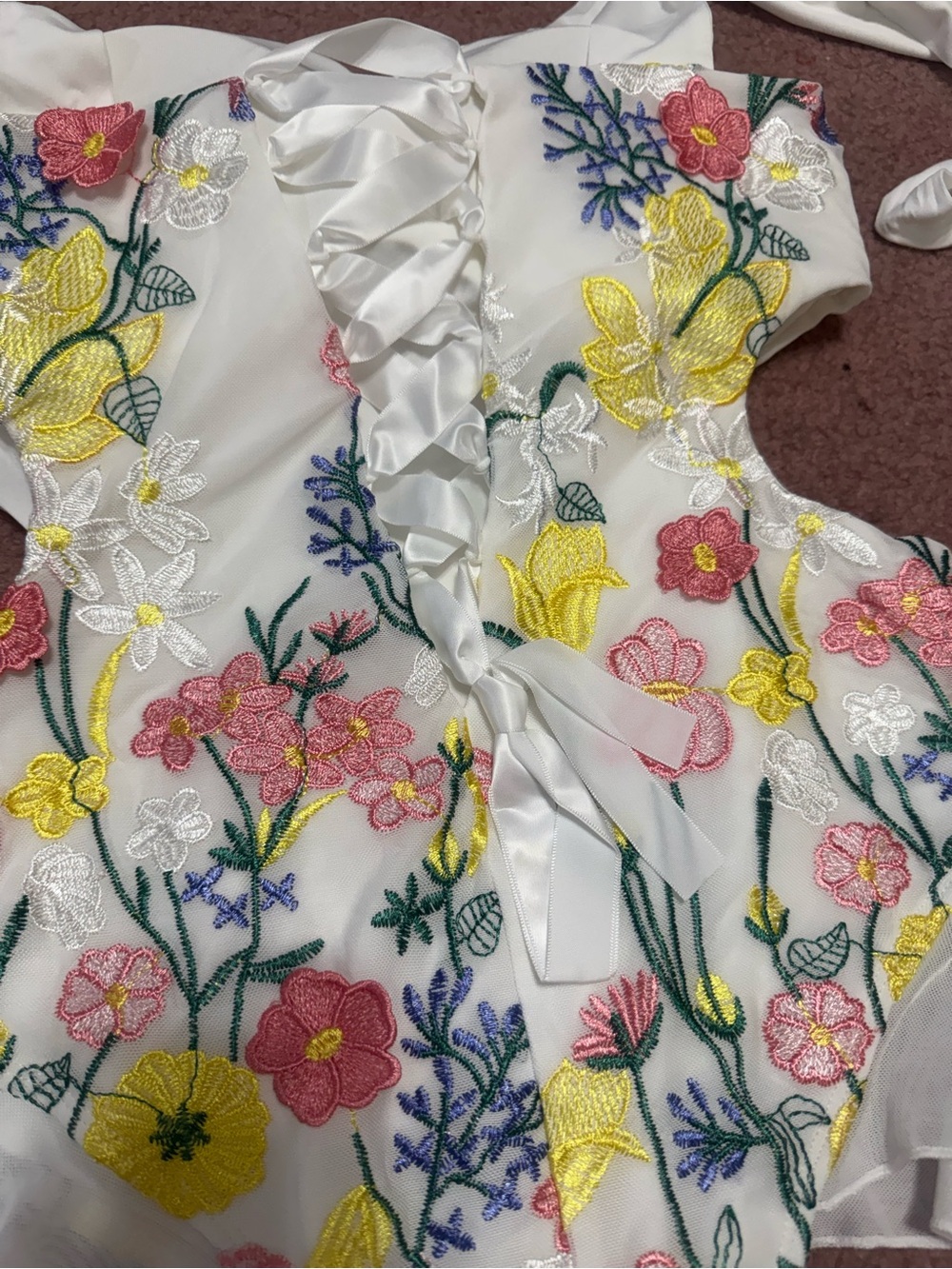 New large white floral flower bodysuit top rave festival boho raver outfit dress - Picture 6 of 9
